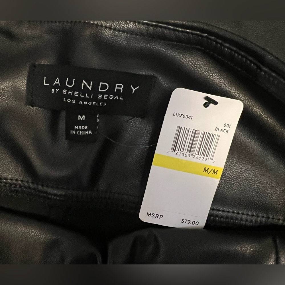 NWT Laundry by Shelli Segal Black Faux Leather Leggings - Picture 5 of 6
